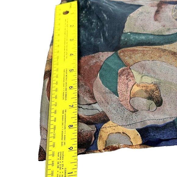 90's VTG CITY STREETS Vintage 100% Silk Abstract Art Print Button Shirt Mens M - Picture 10 of 11